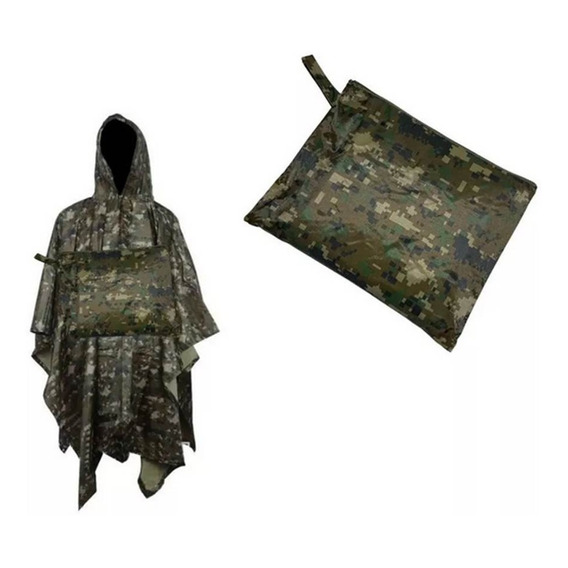 Poncho Impermeable 100%waterproof Capa+bolso Pixelado