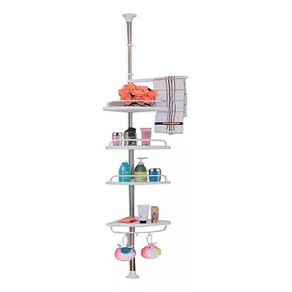 Organizador Esquinero Baño Multiuso 4 Pisos Ajustable D Color Blanco