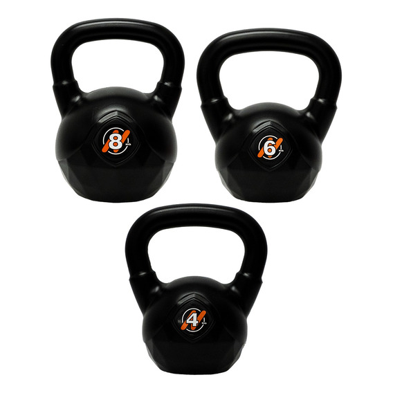 Set De 3 Pesas Rusas 4 Kg + 6 Kg + 8 Kg Kettlebell