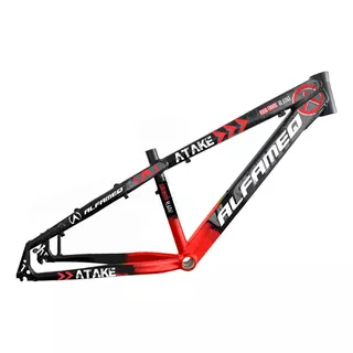 Quadro De Bicicleta Aro 26 Alfameq Atake Freeride Aluminio Cor Preto Com Vermelho