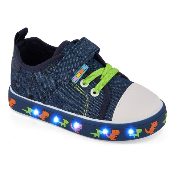 Tenis Ferrato Textl Velcro Con Luces Para Niño Azul