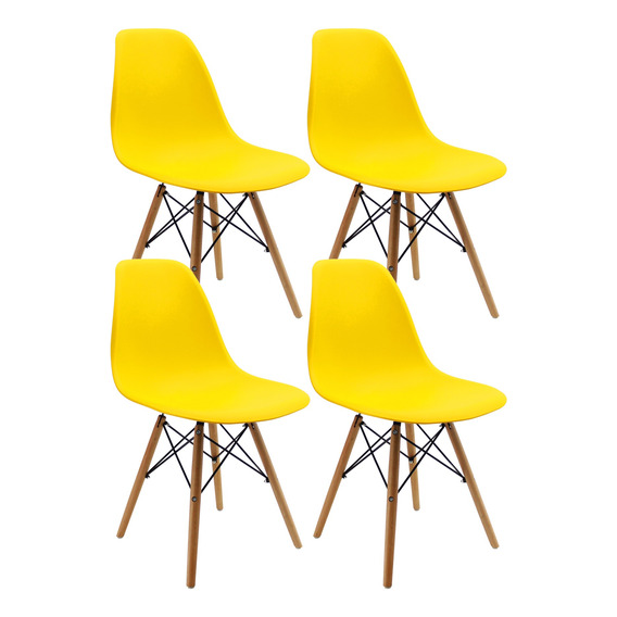 Kit 4 Sillas Charles Eames Madera - Eiffel Colores