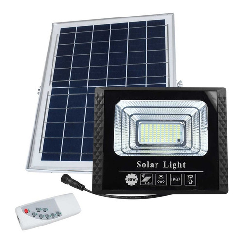 Reflector Led Solar 65w High Power Rs-6565 + Panel + Control Color de la carcasa Negro