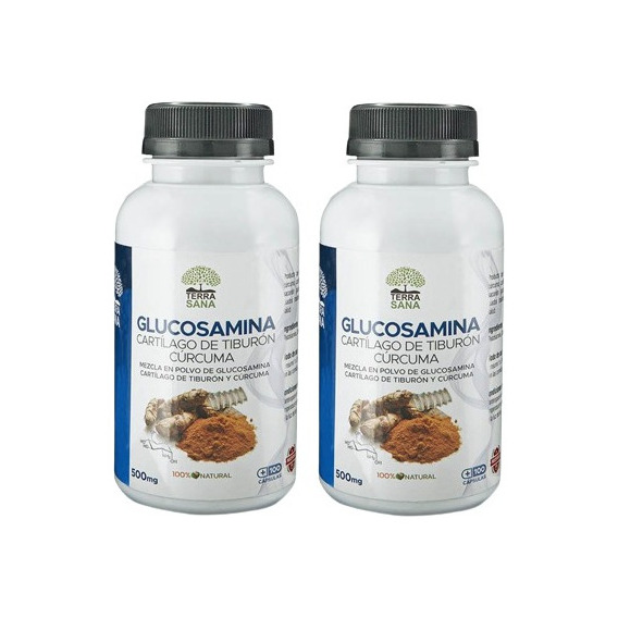 Glucosamina Con Cartílago De Tiburón & Cúrcuma 02 Frascos