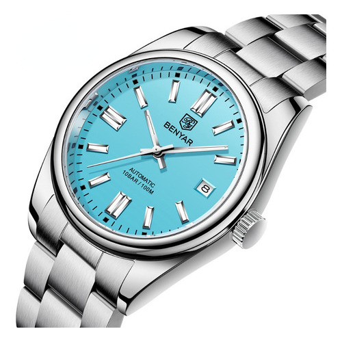 Reloj Mecánico Automático Impermeable Benyar Para Hombre Color Del Fondo Azul