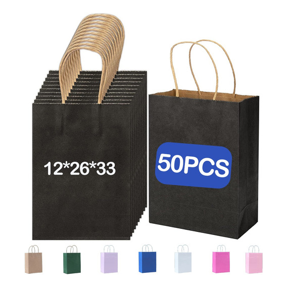 50pz Bolsas Regalo Papel Kraft Bolsas Ecológicas Decorativas