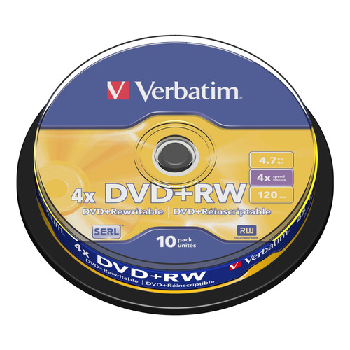Disco virgen DVD+RW Verbatim de 4x por 10 unidades