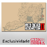 Placa Decorativa Gamer Red Dead Redemption 2 Mapa
