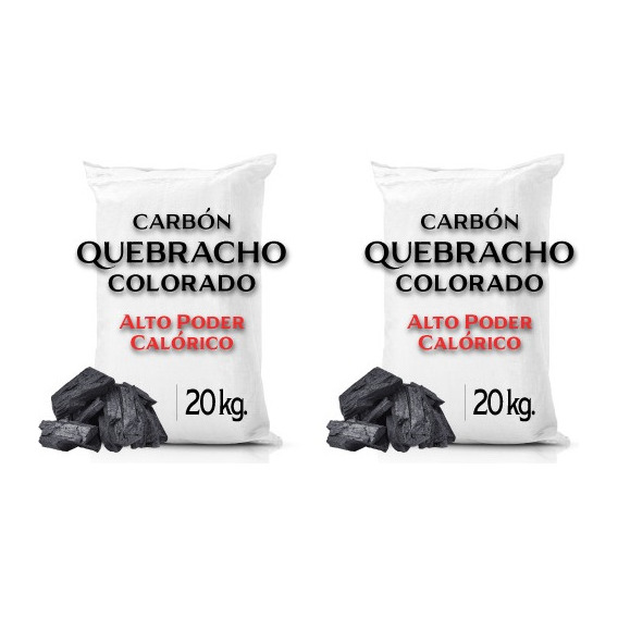 Compra 2 Sacos De Carbón Quebracho Colorado 20 Kg. Aprox.
