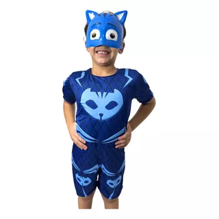 Fantasia Menino Gato Pj Masks Mascara De Plastico Enchimento