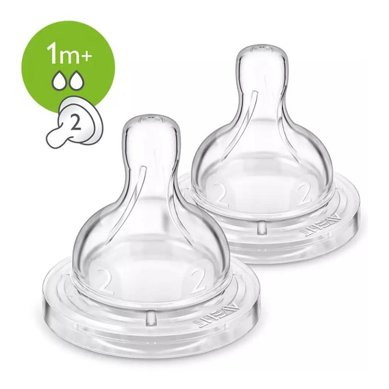 2 Tetinas Philips Avent Flujo Lento Chupo Tetero Anti-cólico