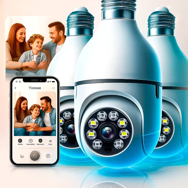 Kit 3 Câmera Lampada De segurança Ip Wifi Com Visão Noturna Interna Externa App Yoosee Espiã 360º Cor Branco Casenn