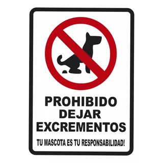 Señalización Aviso Prohibido Dejar Excrementos 20x15 Cms 