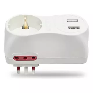 Adaptador Trifásico Schucko Con 2 3 En Linea + 2 Usb Carga