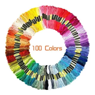 Set 100 Hilos Para Bordar 100 Colores Seda