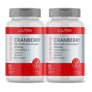 Combo 2 Cranberry 1000mg  Vegano 120 Comprimidos - Lauton Sabor Sem Sabor