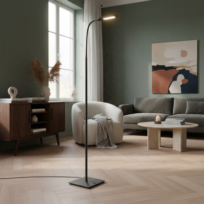 Lampara De Pie Moderno Neron Gris 4w Led Calida Gris