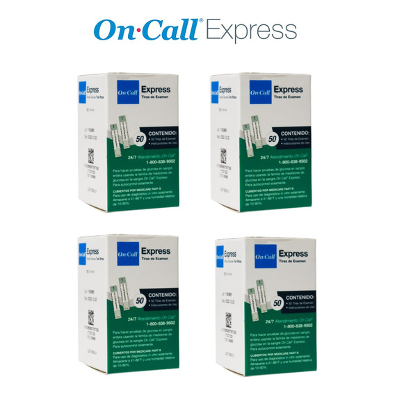 Tiras Reactivas Para Glucómetro On Call Express - 200 Piezas Color Blanco