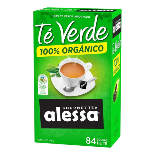 Té Verde Gourmet Alessa Orgánico Caja Con 84 Tea Bags 