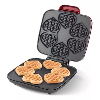 Máquina De Waffle Coração Prepara 6 Mini Waffle De Uma Vez