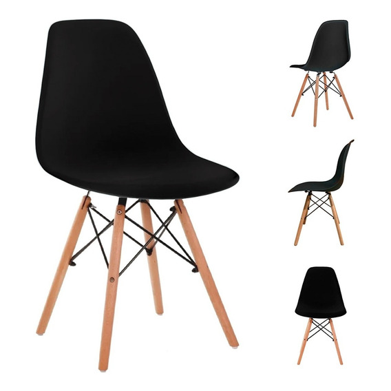 Kit De 4 Sillas Tipo Eames Comedor Hogar Varios Colores