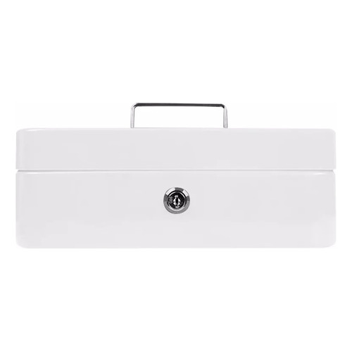 Caja Fuerte Para Efectivo Monedas Portátil Cerradura Y Llave Color Blanco