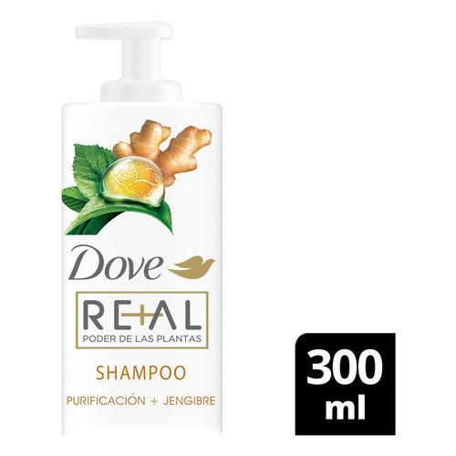 Shampoo Dove Real Poder Plantas Purificacion Jengibre 300 Ml