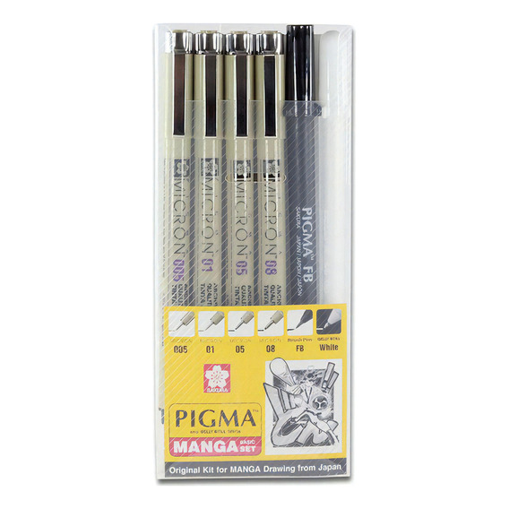 Kit Estilógrafo Pigma Micron Manga Puntas Diferentes 6 Pzs