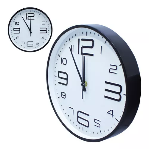 Relógio De Parede Redondo Moderno Luca Cinza e Branco 30cm - Casa