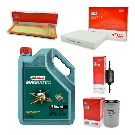 Kit 4 Filtros + 4l Aceite Castrol 10w40 Fiesta /ecosport 1.6