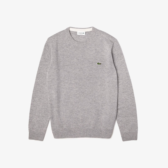 Sweater Hombre Lacoste Lana Cuello Redondo Manga Larga Gris