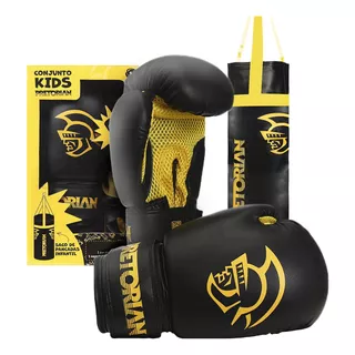 Kit Saco De Pancada Luva Boxe Muay Thai Infantil - Pretorian