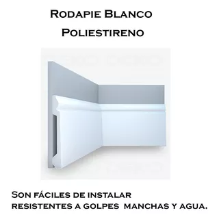 Rodapie Blanco De Poliestireno Resistente Al Agua Y Rayadura