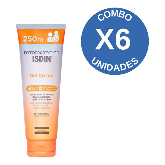 Combo X 6 Isdin Fotoprotector Spf50+ Gel Cream 250 Ml