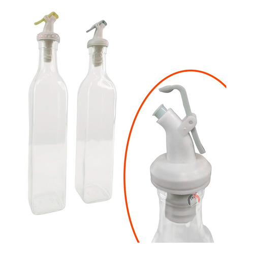 Kit X2 Botellas Dispensador De Aceite Con Tapa Dosificadora