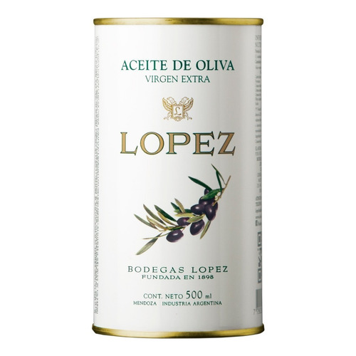 Aceite Oliva Lopez Virgen Extra Lata 500 Ml LOPEZ Oliva - Unidad - 1 - Lata - 500 g - 500 mL