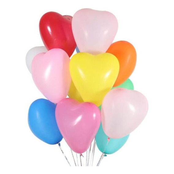 100 Piezas De Globo De Látex En Forma De Corazón Multicolor