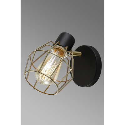 Aplique 1 Luz Diamante Negro Con Bronce Vintage Apto Led E27