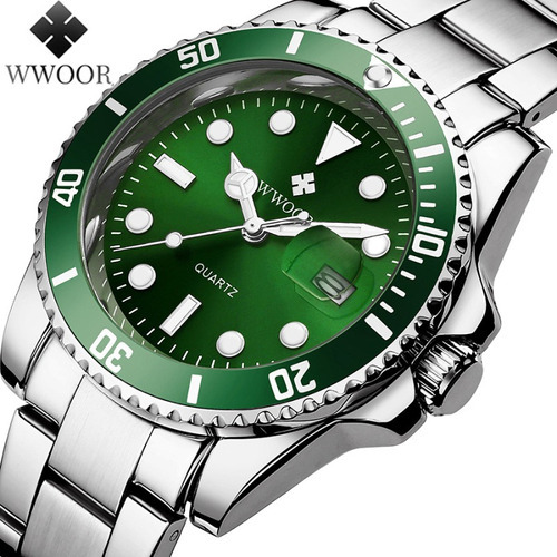 Reloj De Hombre De Cuarzo Luminoso Impermeable Wwoor Color Del Fondo Verde