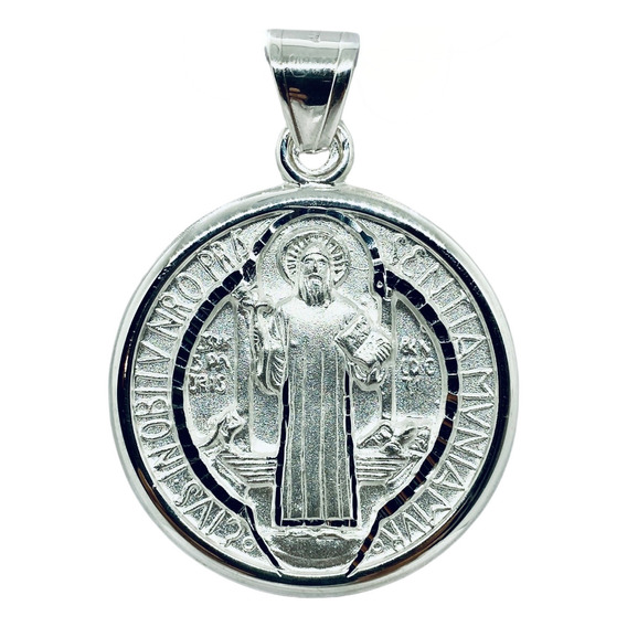Medalla De San Benito Mateada Extra Grande Bisel (deperlá)