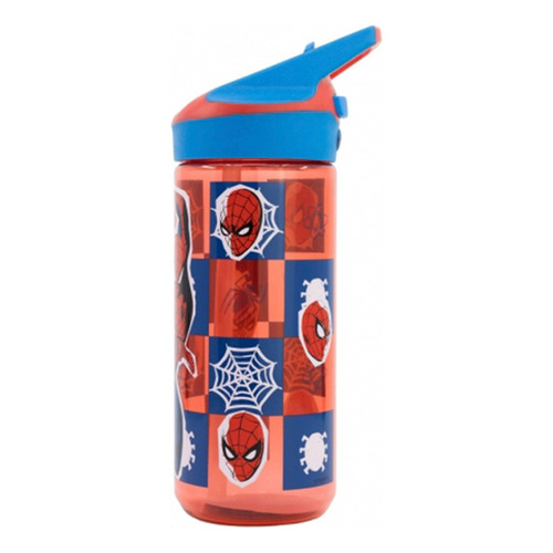 Botella Tritán Spiderman 620ml Con Pajita Color Rojo