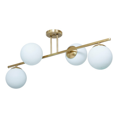 Plafon 4 Luces Barral Elyn De-cor Dorado Con Globo Opal E27