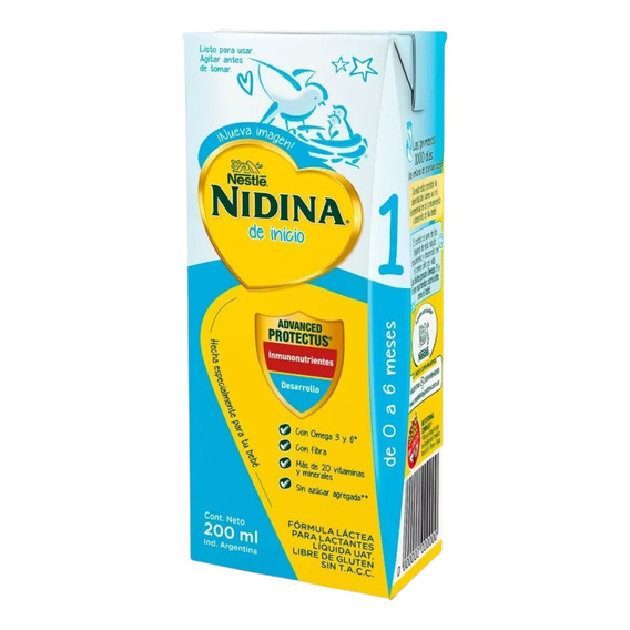 Leche Infantil Liquida Nidina 1 200ml X24un