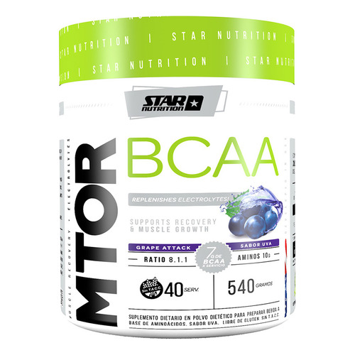 Mtor Bcaa 540 Gr Formula Mejorada Star Nutrition Sabor Grape attack