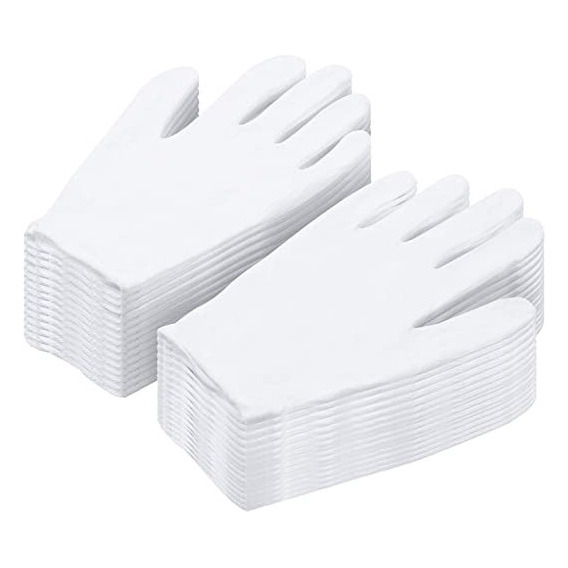 30 Piezas Guantes Dermatológicos Algodón 15 Pares Blanco