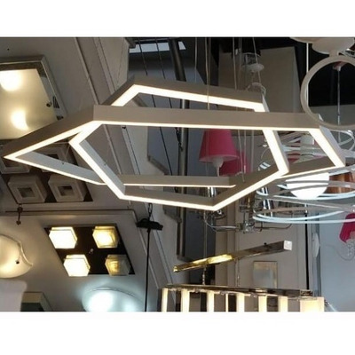 Lampara Colgante Led  Hexa Doble 60+40cm 66w  Luz Desing