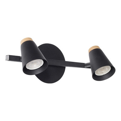 Aplique 1 Luz Eleanor Negro Con Madera Base Apto Led Mks