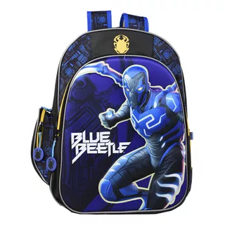 Mochila Niño Primaria Blue Beetle 3d Brilla 100% Original