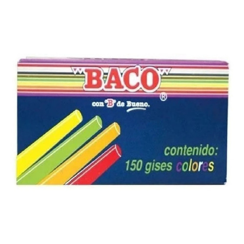 Caja 150 Gises 12 Colores Surtidos Comprimidos Baco Pizarron