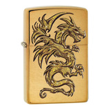 Encendedor Zippo Color Dorado Diseño Dragon Alado